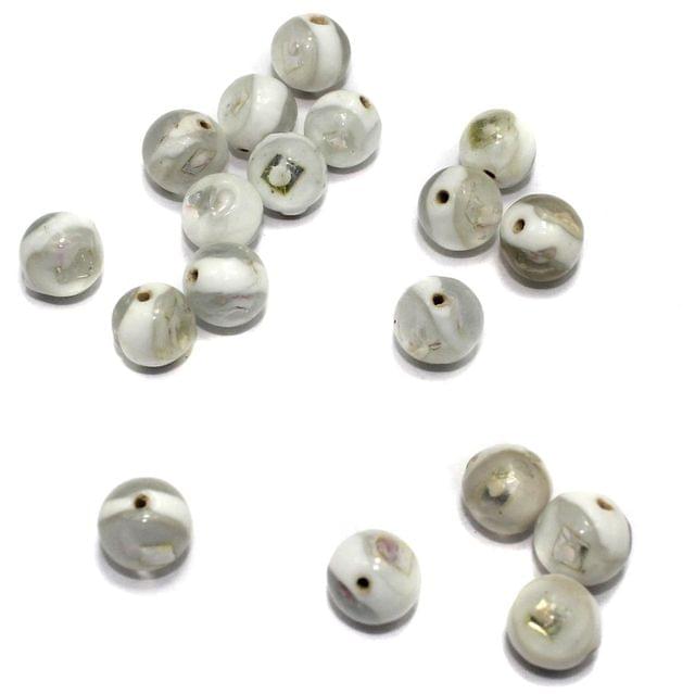 250 Millefiori Round Beads White 11mm