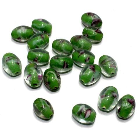 250 Millefiori Oval Beads Green 15x12mm