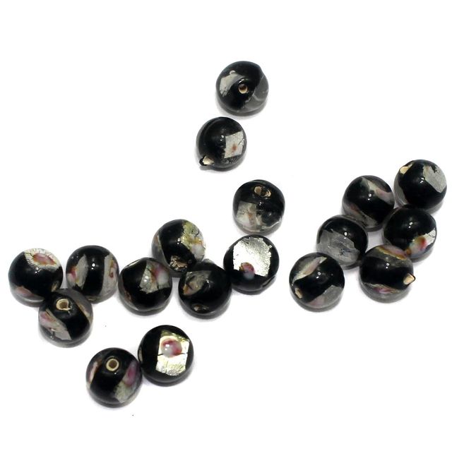 250 pcs of Millefiori Round Beads Black 11mm