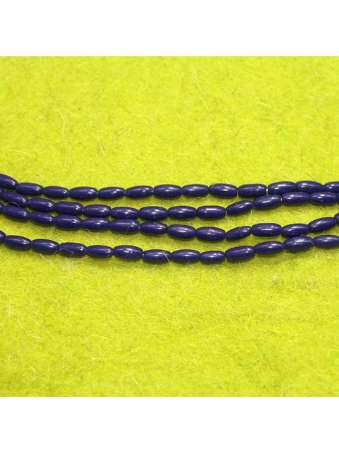 5 Strings 9x4mm Jaipuri Beads Dark Blue Oval