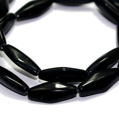 5 Strings Fire Polish Oval Beads Black 20x8mm