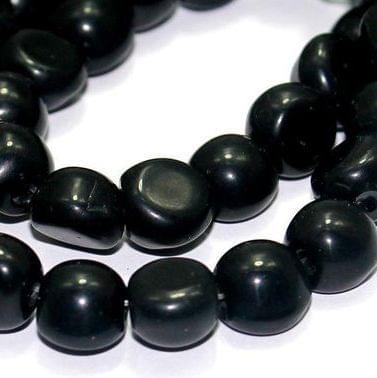 5 Strings Fire Polish Tumble Beads Black 10x9mm