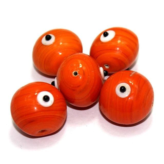 10 Bump Eye Beads Orange 18x20mm