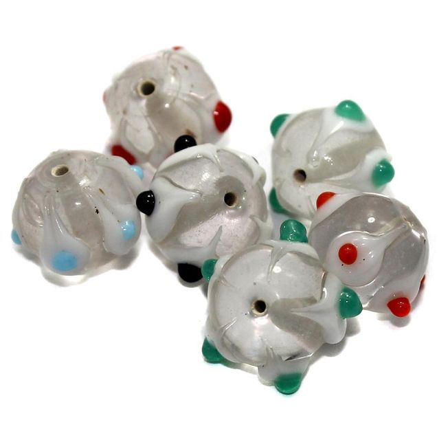 20 Bump Dotted Round Beads White 20mm