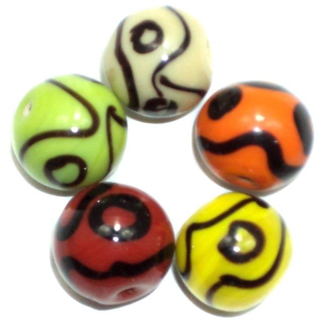 25+ Glass Round Beads Assorted ( VNR ) 12mm