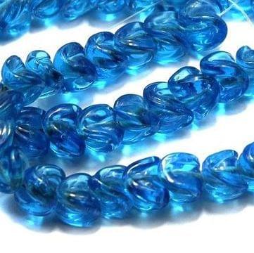 5 strings of Twisty Glass Beads Turquoise 12mm