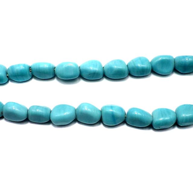 3 Strings Fire Polish Tumble Beads Turquoise 14x10mm