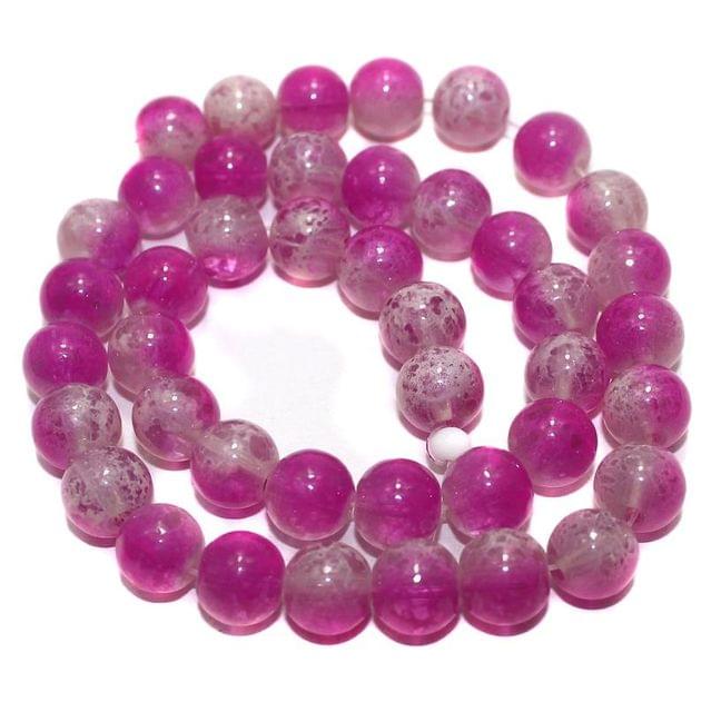 5 Strings Glass Round Beads Pink 10mm