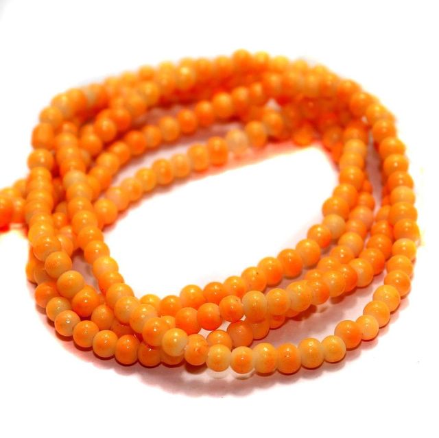 5 Strings Glass Round Beads Orange 3mm