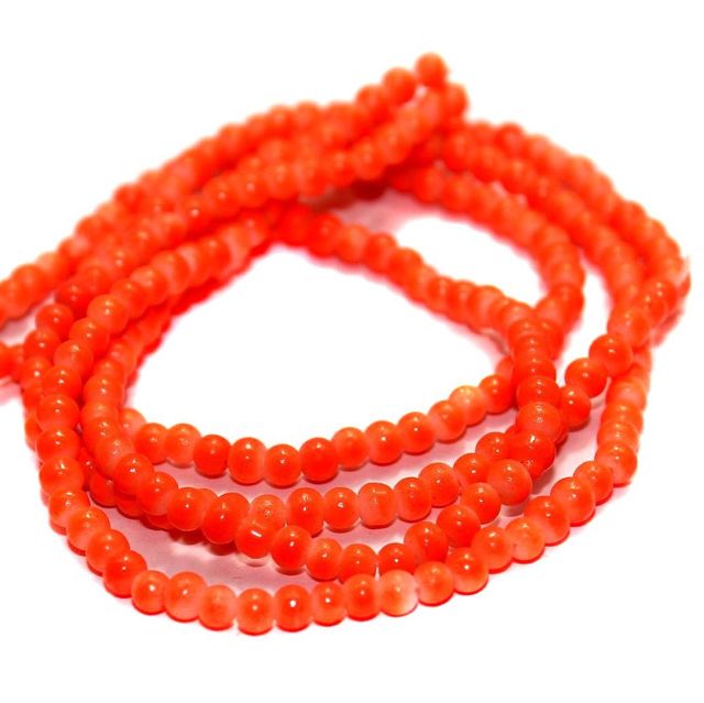 5 Strings Glass Round Beads Red 3mm