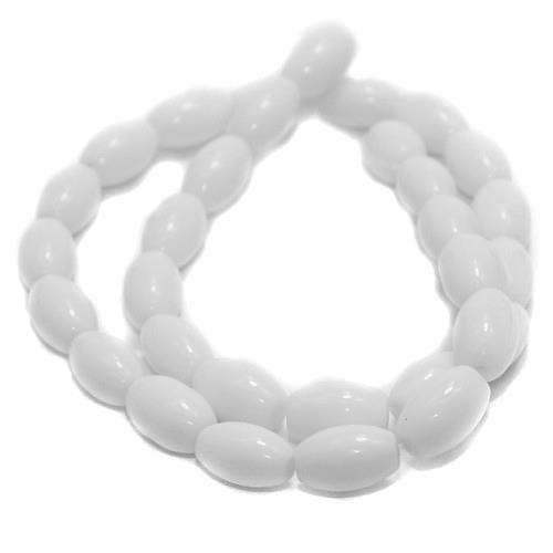 5 strings Glass Oval Beads White 13x8mm