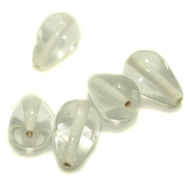 5 strings Glass Drop Beads White 16x10mm