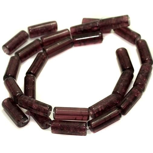 5 strings Crackle Tube Beads Purple 16x6mm