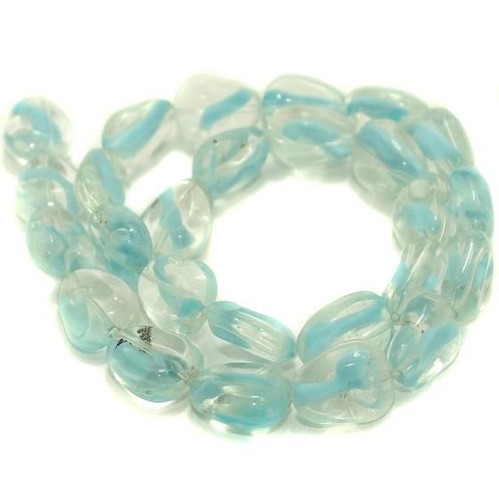 5 strings Glass Tumble Beads Turquoise 15x12mm