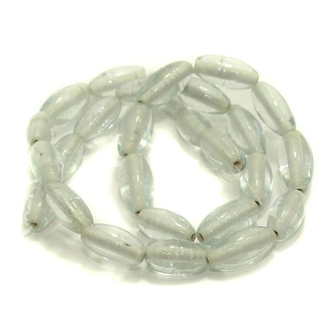 5 strings Glass Oval Beads White 14x8mm