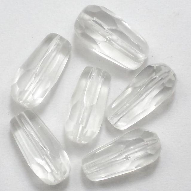 50 Faceted Drop Beads White 15x7mm