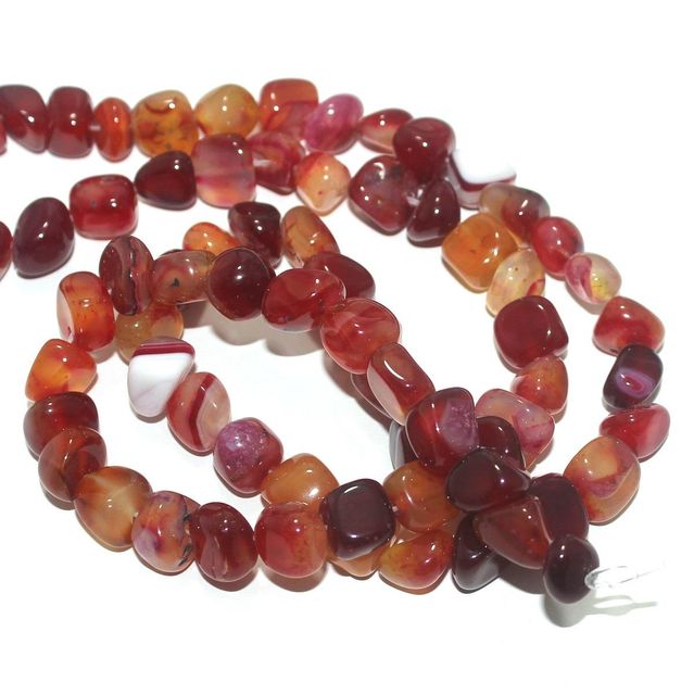 Tumble Onyx Stone Beads Multi Red 9-11 mm, Pack Of 2 Strings