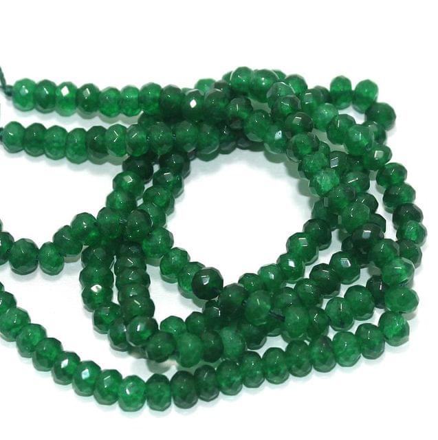 Faceted Onyx Stone Roundell Beads 6x4 mm, Pack Of 2 Strings Green