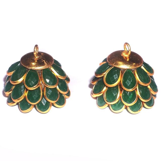 2 Pairs Pacchi Jhumka Opaque Green 14x19 mm