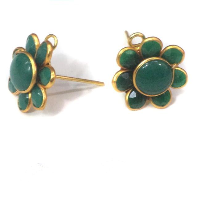 2 Pairs Pacchi Earring Green 14X14 mm