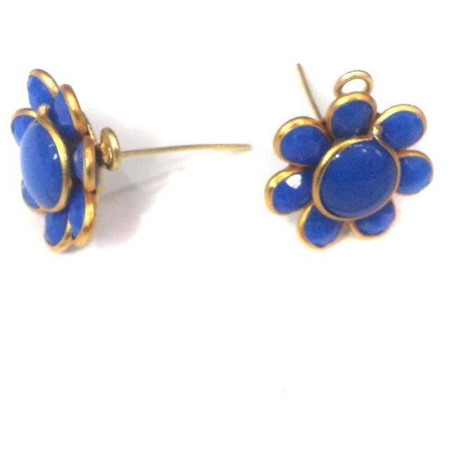 2 Pairs Single Layer Pacchi Earring Tops Blue, Size: 14X14mm