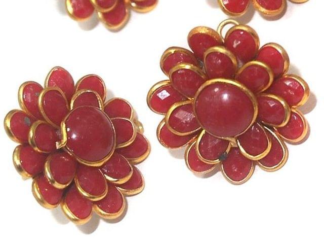 2 Pairs Double Layer PACCHI EARRINg Red 20X20 mm