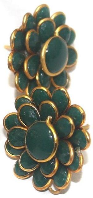 2 Pairs Double Layer Pacchi Earring Green, Size: 20X20mm