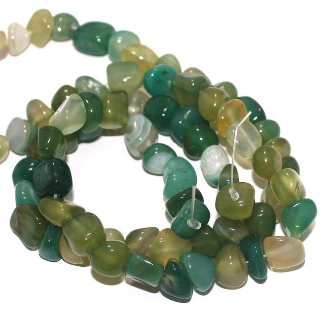 Tumble Onyx Stone Beads Multi Green 9-11 mm, Pack Of 2 Strings