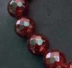 15+ Faceted Glass Round Beads Mehroon 16mm