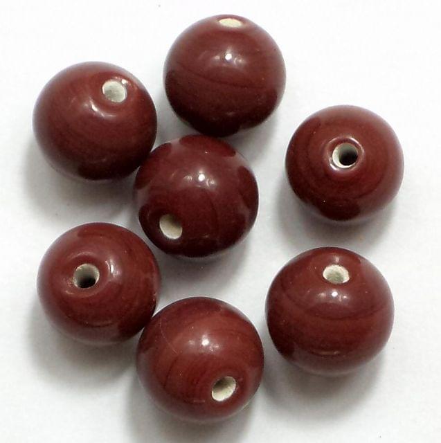80+ Glass Round Beads Red 12mm