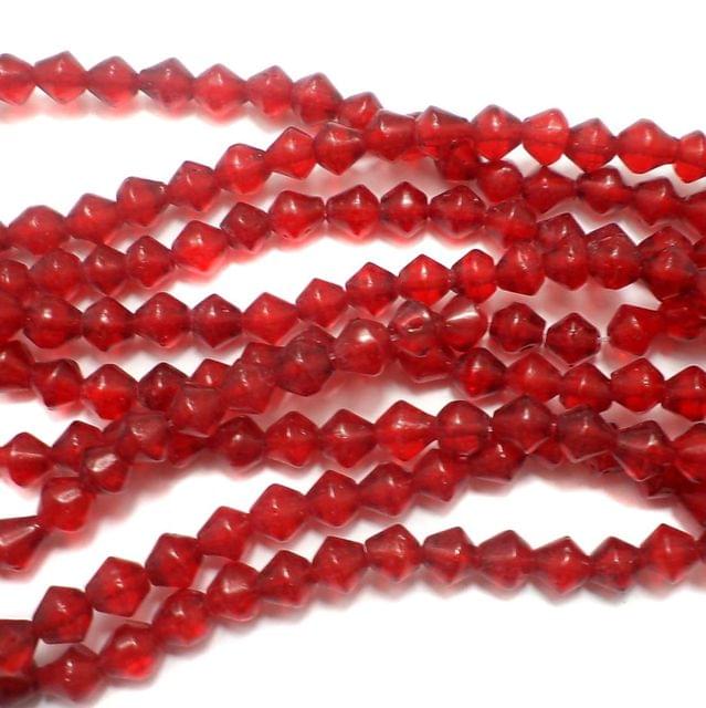 5 String Glass RONDELLE Beads Red 6mm