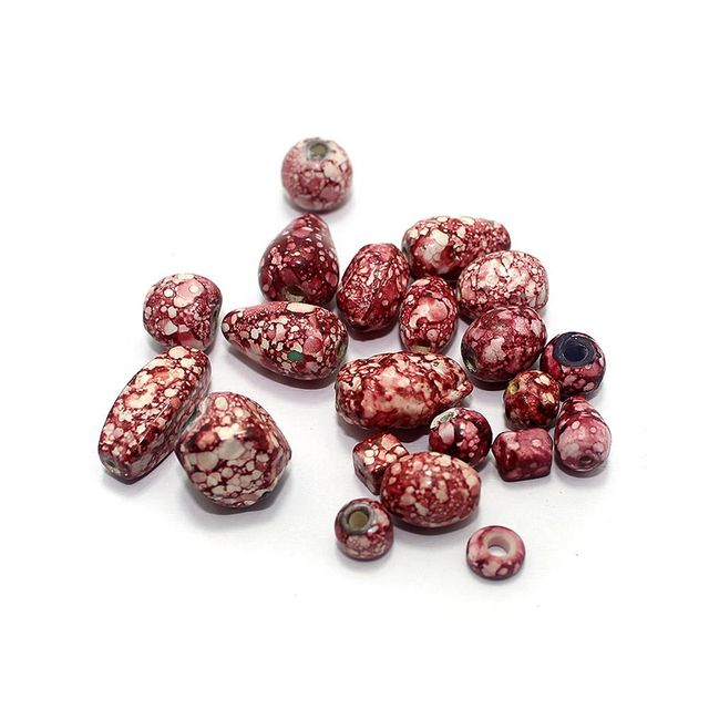100+ Marble Beads Cherry 8-22mm