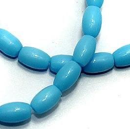 5 strings Glass Oval Beads Turquoise 6x4mm