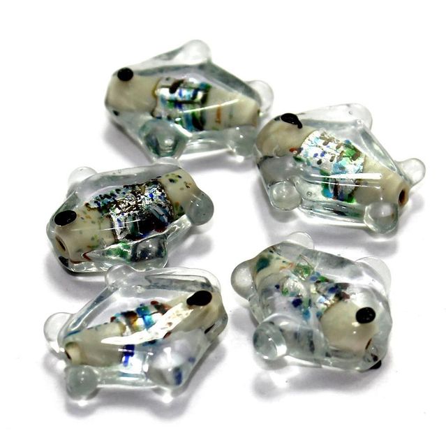 20 Silver Foil Fish Beads White 20mm