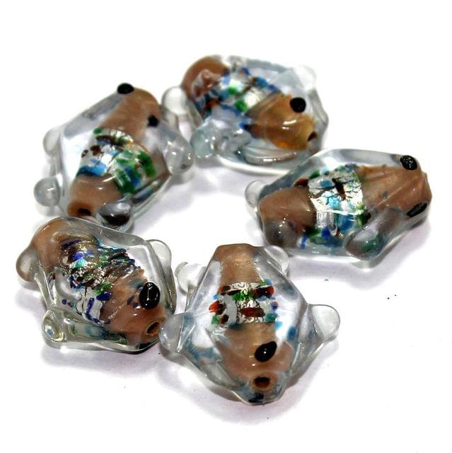 20 Silver Foil Fish Beads Brown 20mm