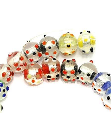 30+Silver Foil Bump Dotted Round Beads Assorted 12mm