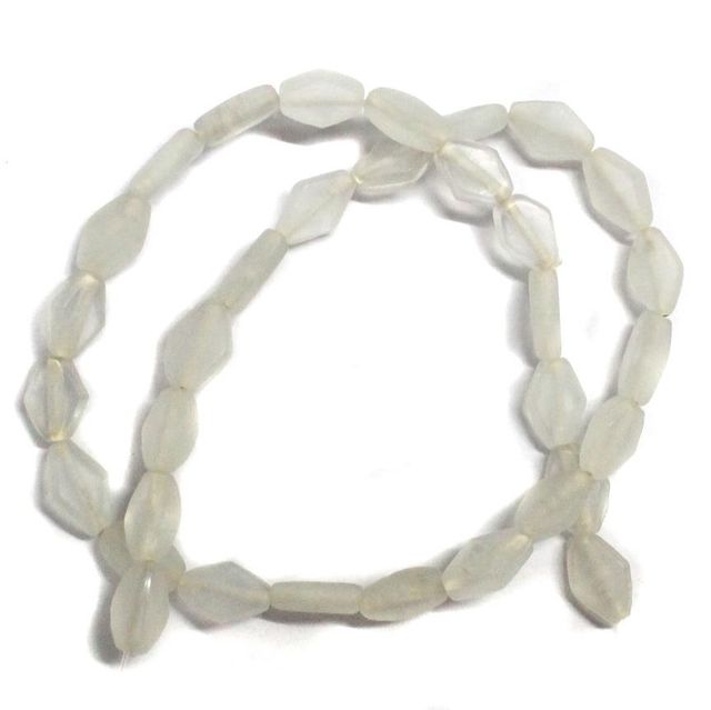 5 strings Glass Frosted Beads Flat Bicone White 8x12mm