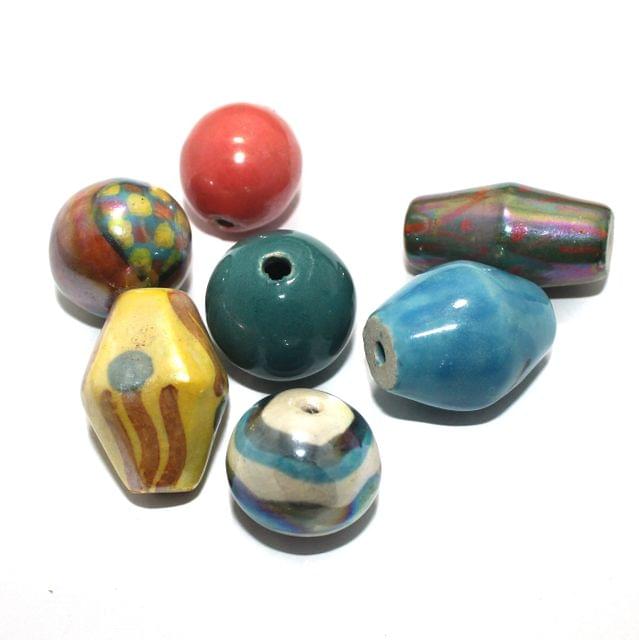 10 Pcs Ceramic Beads Assorted 37x25 mm