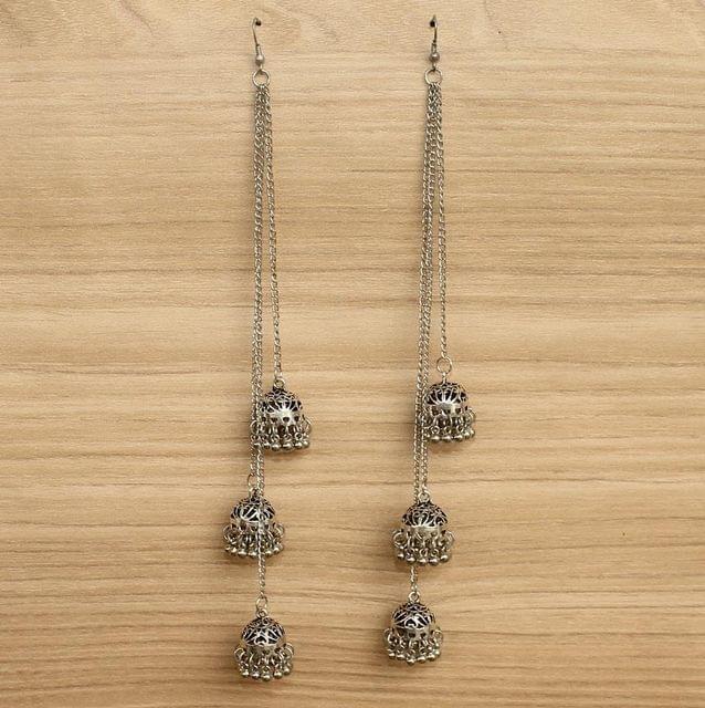 German Silver Long Jhumki Earrings