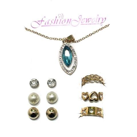 Gold Plated Austrian Stone Necklace Bracelet Studs Combo Set