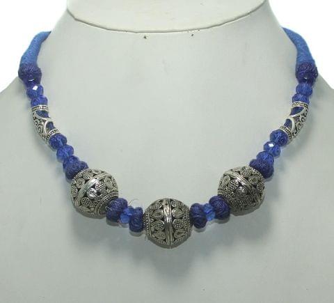 German Silver Necklace Blue
