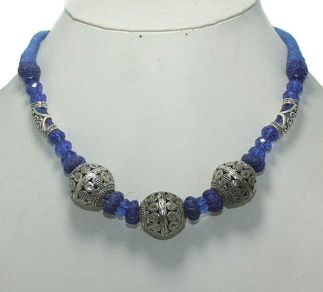 German Silver Necklace Blue