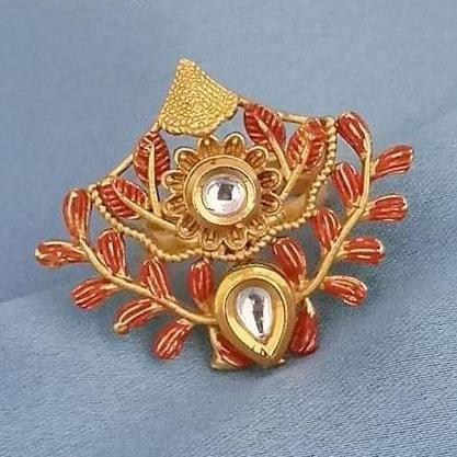 Traditional AD Kundan Adjustable Copper Ring