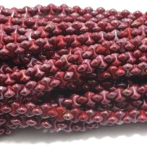 Red Luster glass Bamboo beads 9x5mm 12 Strings