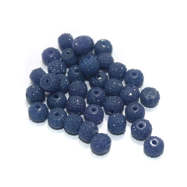 100 Pcs Acrylic Sugar Beads 7x8mm Blue