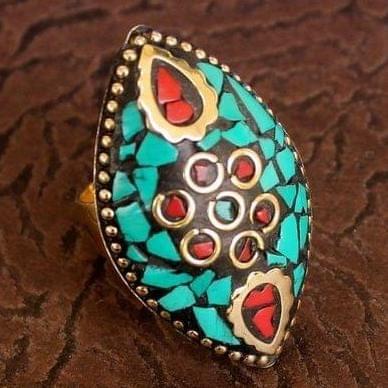 Designer Tibetan Finger Rings Multicolor