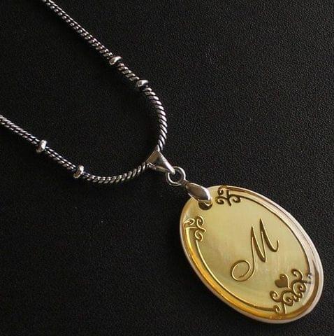 German Silver Chain With Alphabet 'M' Shell Pendants