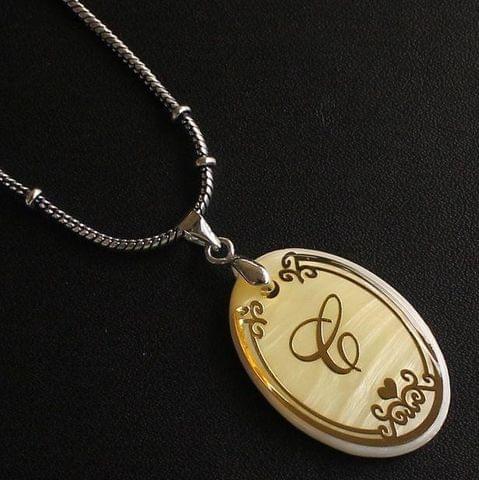 German Silver Chain With Alphabet 'C' Shell Pendants