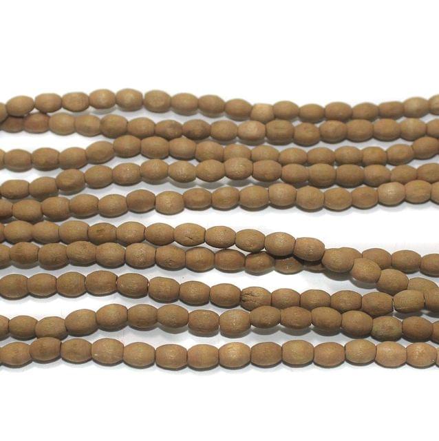 5 Strings Raw Wooden Oval Beads 6x4mm