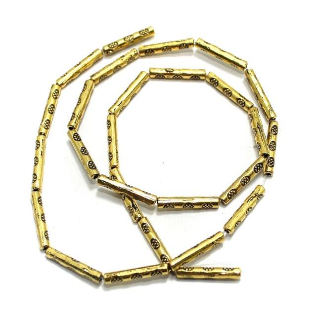 2 String German Silver Golden Beads 15x2mm